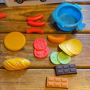 Kids Play Food Set Blue sifter with Multicolor Food tomato cucumber chips candy